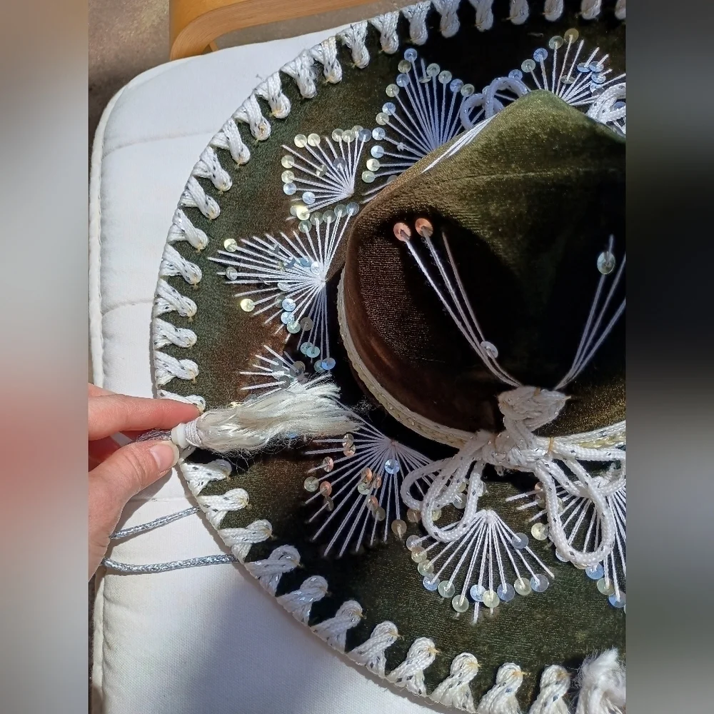 Genuine Vintage Small Kid Size Detailed Piggalle Mexican Sombrero